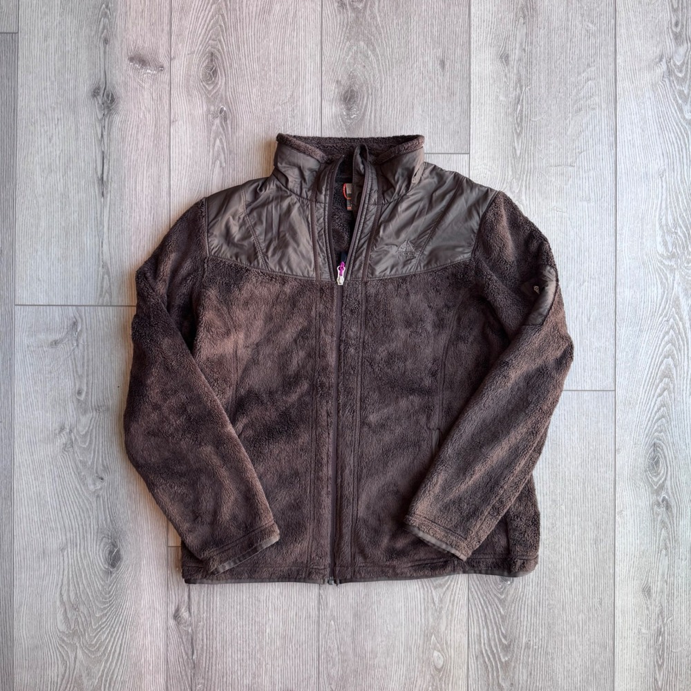 Nike ACG Womens Deep Pile Fleece Jacket Brown Teddy High Loft Gorpcore Large
